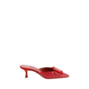 Manolo Blahnik Pumps i krokoeffektläder med spänne Red, Dam