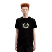 Fred Perry Svart Grafisk T-shirt Black, Herr