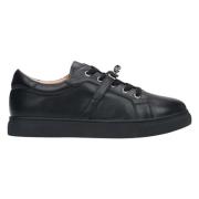 Estro Svarta Premium Läder Låga Sneakers för Kvinnor Black, Dam