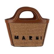 Marni Raffia-effekt Microväska med Läder Brown, Dam