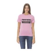 Baldinini Trendig T-shirt med tryck fram Pink, Dam