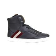 Bally Mörkgrå läderhög topp sneaker Black, Herr