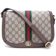 Gucci Vintage Pre-owned Laeder crossbodyvskor Beige, Dam