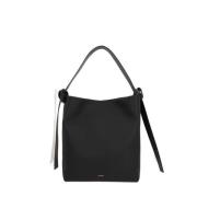 Jil Sander Svart läder hobo väska med magnetisk stängning Black, Dam