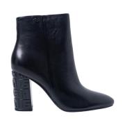 Guess Svarta Läderankelboots med Blockklack Black, Dam