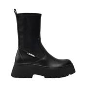 Guess Svarta ankelboots i fejkläder Black, Dam