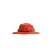 Sacai Tegel Bomull Dragsko Hatt Red, Dam