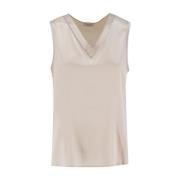 Peserico Silke Juvel V-ringad Topp Beige, Dam