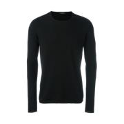 Roberto Collina Svart Cashmere Crew Neck Jumper Black, Herr