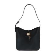 Michael Kors Guldtonad Läder Satchel Väska Black, Dam