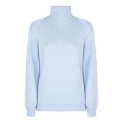 Kangra Blå Ull Cashmere Turtleneck Tröja Blue, Dam