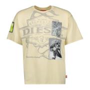 Diesel Ekologisk Bomull Rund Hals T-shirt Beige, Herr