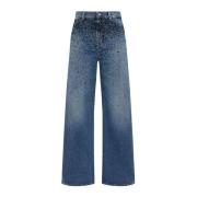 7 For All Mankind Strass Wide Fit Jeans med Loops Blue, Dam