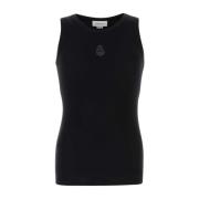 Alexander McQueen Svart stretch bomullstanktopp Black, Herr