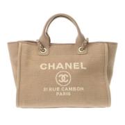 Chanel Vintage Pre-owned Canvas chanel-vskor Beige, Dam