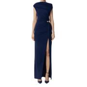 Elisabetta Franchi Asymmetrisk Jersey Red Carpet Klänning Blue, Dam