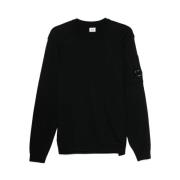 C.p. Company Svart Crew Neck Tröja med Dragkedjeficka Black, Herr