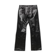 Rick Owens Svarta Coated Finish Klassiska Jeans Black, Herr