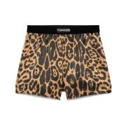 Tom Ford Leopardmönstrade Elastiska Midjeshorts Brown, Dam