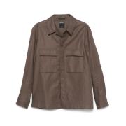 Ermenegildo Zegna Brun Foliage Skjorta med Knappfästning Brown, Herr