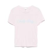 Re/Done Rose Pink Slogan Print T-shirt Pink, Dam