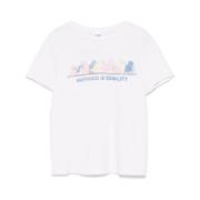 Re/Done Cartoon Print Crew Neck T-shirt White, Dam