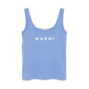 Marni Blå Ärmlös Scoop Neck T-shirt Blue, Dam