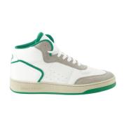 Saint Laurent Vita lädersneakers med grön tyg Green, Herr