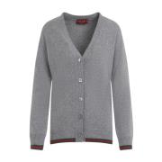 Gucci Grå Melange Cardigan med Webbdetalj Gray, Dam