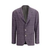 Brunello Cucinelli Rutig ull silke blazer jacka Purple, Herr