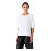 Emporio Armani Lyxigt Kristall Logo T-shirt Vit White, Dam