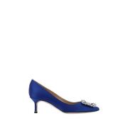 Manolo Blahnik Kristallspänne Satinpumps Blue, Dam