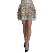 Dolce & Gabbana Silverdekorerad High Waist Minikjol Gray, Dam