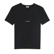 Saint Laurent Svart Logo Print Crew Neck T-shirt Black, Dam