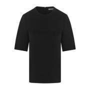 Max Mara Svart ull jersey T-shirt med präglat logotyp Black, Dam