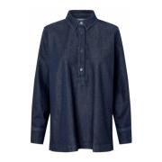 Masai Denim Blus med Krage och Knappar Blue, Dam