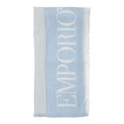 Emporio Armani Enfärgad Scarf med Fransad Kant Blue, Unisex