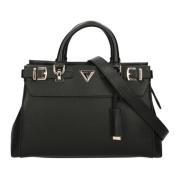 Guess Svart ECO ALI Lyx Satchel Black, Dam