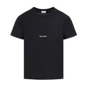 Saint Laurent Svart bomulls-T-shirt med vit logotyp Black, Herr