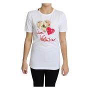 Dolce & Gabbana Kristallprydd Vit Bomull T-shirt White, Dam