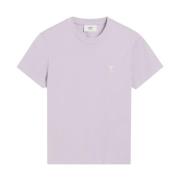 Ami Paris Kortärmad Crewneck T-shirt Lila Pink, Herr