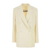 Jil Sander Elegant Cream Wool Blazer Beige, Dam