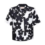 Marni Svart Button-Up Skjorta med Camp Krage Black, Dam