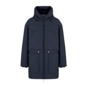 Emporio Armani Blå Vinter Parka med Huva Black, Herr