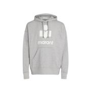 Isabel Marant Logo Hoodie med Känguruficka Gray, Herr