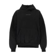 Balenciaga Svart Bomullshoodie med Strass Logo Black, Dam