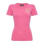 Versace Jeans Couture T-shirt med tryckt logotyp Pink, Dam