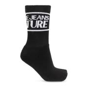 Versace Jeans Couture Bomullsstrumpor med logotyp Black, Dam