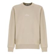 Stone Island Beige Bomullsweatshirt med Logotyptryck Beige, Herr