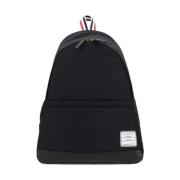 Thom Browne Monogram Logo Patch Ryggsäck med Fickor Black, Herr